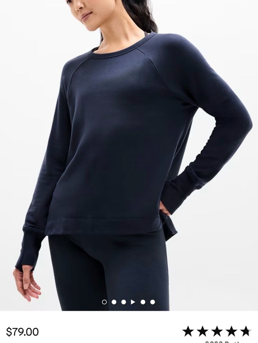 Athleta Coaster Luxe Recovery Set Navy Crewneck shirt and matching Jogger NWOT